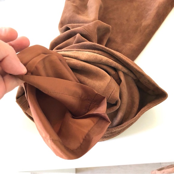 Ralph Lauren Blue Label, Cognac Brown, Suede Leather, Flare Leg Pants, Women’s 6 - Picture 15 of 17